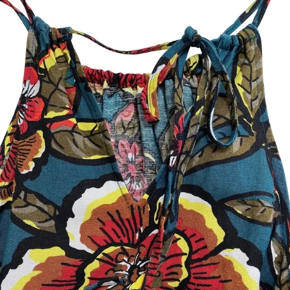 LOFT Petites Ann Taylor Paradise Halter Maxi Dress Tropical Floral Size SP Boho - Picture 3 of 11
